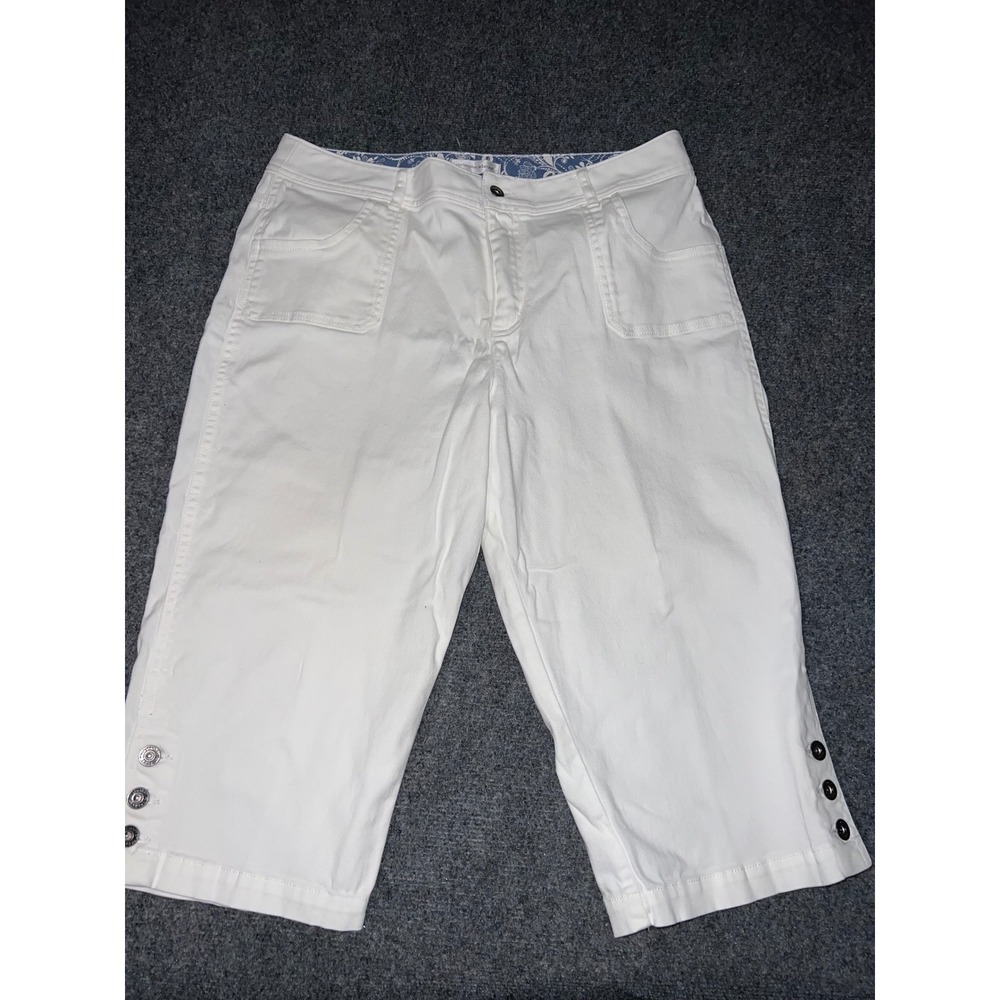 Christopher & Banks Womens Size 14 White Cropped Capri Pants Cotton Blend